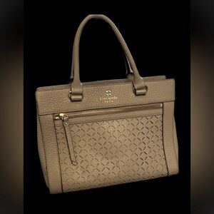 Kate Spade New York Perri Lane Bubbles Perforated Gray Leather Delaney Tote Bag